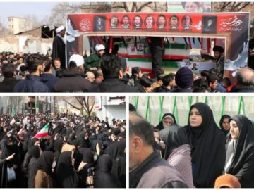 خروش امت انقلابی شهرستان خوی در تشییع پیکر ۷ شهید خویی