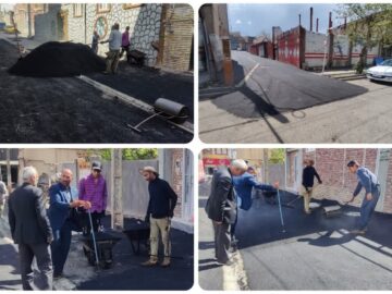 استمرار عملیات آسفالت‌ریزی در بن‌بست‌های شهید زینالی؛ لکه‌گیری آسفالت در نقاط مختلف شهر تداوم دارد